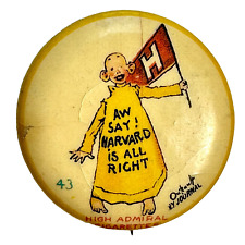 1896 High Admiral Cigarettes Yellow Kid 43 Outcault Pinback Button HARVARD picture