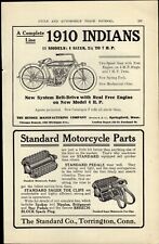 1910 PAPER AD CAR AUTO Indians Motorcycle Hendee Mfg Co Springfield MA picture
