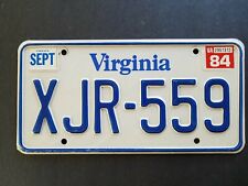 1984 Virginia AUTO Vehicle CAR TRUCK LICENSE PLATE XJR 559 picture