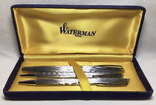 Waterman Silver Moire 3 Piece Set Made In France 1950's All Working Perfectly picture