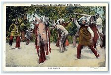 c1940's Greetings From International Falls Minnesota MN War Dance Scene Postcard picture