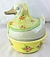 Vintage Older Fitz & Floyd FF Covered Candy Dish Duck Hen Nest Bowl Stacking picture