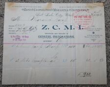 1892 ZCMI Receipt Bill Zion Co-operative Mercantile Institute   Utah Moroni Coop picture