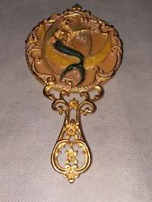 HTC LIMITED EDITION KIRKS FOLLY SEA FAIRY HAND MIRROR GOLD TONED VANITY MIRROR B picture