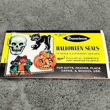 Dennison Vtg Halloween 36 Seals Stickers Skull Cat Skeleton Made in USA Bookle picture