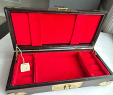 VTG NOS Asian Rosewood Brass Jade Jewelry Box UNUSED 10x4.5x2.5