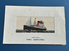 CUNARD LINE RMS CARPATHIA STEVENGRAPH RARE SILK POSTCARD SOLD ONBOARD A/F picture