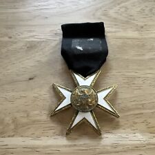 Vintage Knight's Templar Cross Pin Medal With Black Ribbon picture