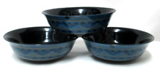 Arcoroc France Yucatan Blue Aztec Vintage bowl Set 3 blanket Southwest glass picture