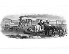 c1880's-90's Locomotive Railroad Cowboy Steam Boat Small Boat illustration Engr. picture