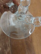VTG DOUBLE BALL STEM CANDLESTICK CANDLEWICK CLEAR IMPERIAL GLASS ~ ETCHED FLOWER picture