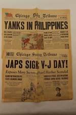 Chicago Sunday Tribune Yanks in Philippines Japs sign: V-J Day 1940s newspaper picture