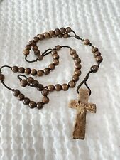 Vintage Handmade Wood Bead Crucifix Pendant picture