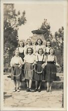 Ladies Photograph Outdoors Fountain 1940s Girls School 3 1/2 x 5 3/4 picture