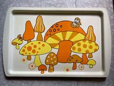 1970s Mushroom Party Tray Ivory Brown Orange Yellow Butterfly Vintage Retro picture