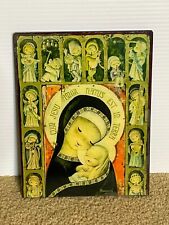 Vintage 60s Virgin Mary Jesus Religious Spanish Christian Wooden Wall Art Plaque picture