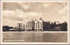 1929 Honolulu, Hawaii RPPC Real Photo Postcard ROYAL HAWAIIAN HOTEL Beach View picture