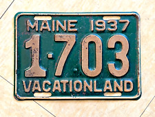 1937 MAINE license plate—BRILLIANT ORIGINAL old vintage auto tag Man Cave Decor picture