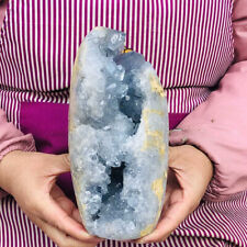 5.74LB Natural Beautiful Blue Celestite Crystal Geode Cave Mineral Specimen 943 picture