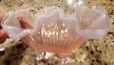 Beautiful Pink Opalescent Footed Bowl w/ Ruffled Rim EUC picture
