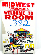vtg 1980s 90s MIdwest  Amusements Circus Carnival POster family fun carousel picture