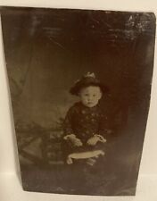 Antique Victorian Tintype Photo Of Toddler Child Kid Tin Type 3.5” x 2.5” picture