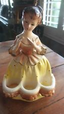 Vintage Ceramic CHADWICK LADY LIPSTICK HOLDER Figurine,Yellow, Japan, Yellow picture