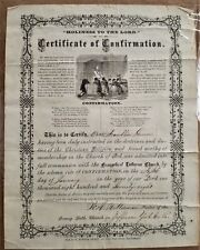 1878 antique CONFIRMATION CHURCH CERT york pa Franklin GARVER signed Kellerman picture