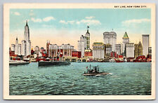 Vintage Postcard New York Skyline Posted Apr. 2, 1921 picture