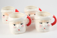 Set of 4 Vintage Ceramic Santa Claus Mugs Christmas Holiday MCM Retro Pottery picture