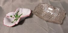 Pair of Vintage Trinket/Catch-all Dishes, 1 glass, 1 pottery picture