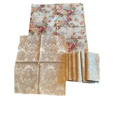 Lot of 8 Cloth Napkins 7 Taupe Damask 14x16 1 Rose 18x18 picture