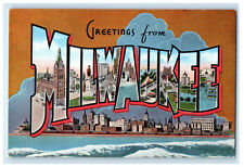 c1940s Greetings from Milwaukee Wisconsin WI Vintage Posted Postcard picture