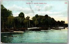 1908 Palmetto Beach Tampa Florida Boating Canoeing Water Sports Posted Postcard picture