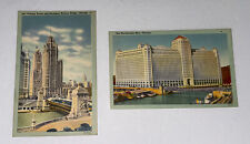 Vintage Postcard Chicago Illinois Linen Unposted Tribune Tower Merchandise Mart picture