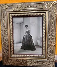 Vintage Framed 1960's Photo Elegant Gowned Fashionable Lady Posing picture