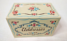 Vintage Stylecraft Address Recipe Tin Metal Box Flowers Floral w/Index Cards 806 picture