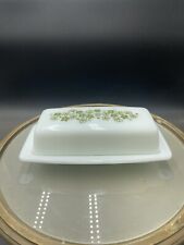 Vintage Pyrex Green Spring Blossom Crazy Daisy Butter Dish 72-B Base & Lid VG picture
