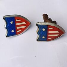 2 Vtg 1950s era used Automobile motorcycle Flag 2 Star License Plate Fasteners picture