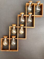 Vintage MCM 8 Spice Wall Rack Hanging Mushroom Glass Jars Teak Modern 1960s 70s picture