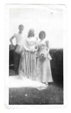 Vintage Snapshot Photo Wedding Pose Three People  picture