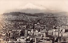 RPPC Portland OR Oregon Skyline Downtown Mt Hood Photo Vtg Postcard C44 picture