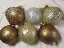 Glitter Mercury Blown Glass Christmas Ornaments Earth Tones Lot Vintage C7257 picture