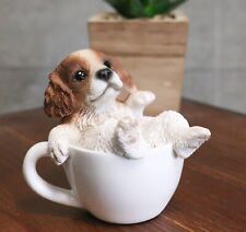 Mini Adorable Cavalier King Charles Spaniel Dog Teacup Statue Pet Pal 2.5