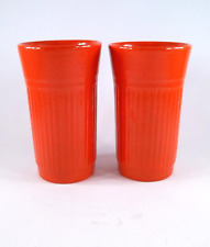 1940's Red Wing Gypsy Trail Reed Pair of Red Ceramic Tumblers picture