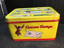 Vintage Curious George Metal Tin Storage Bread Box Chest 7.5''X8.5''X13.5'' picture