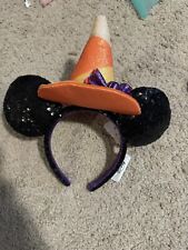 NEW Disney Parks Halloween 2020 Candy Corn Witch Hat Minnie Ears Headband Bow picture