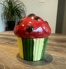 Cute Small Ceramic Cupcake Jar. picture