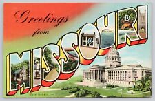 Postcard Large Letter Greetings From Missouri Posted 1945 Linen Multiview picture