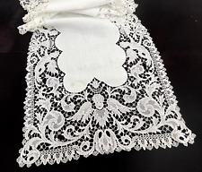 Vintage Linen Runner w/ Guipure Lace - Angels  YY645 picture